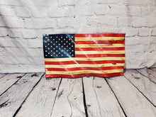 Load image into Gallery viewer, Custom Vinyl Decal Wooden Wavy American Flag - Bookshelf size