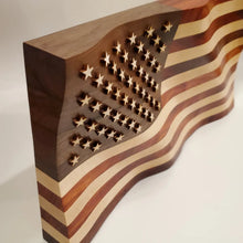 Load image into Gallery viewer, Hardwood Wavy Flag - Bookshelf Size