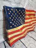 Wooden Wavy American Flag - Bookshelf size