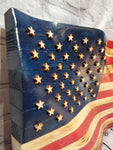 Wooden Wavy American Flag - Bookshelf size