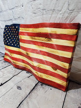 Load image into Gallery viewer, Custom Vinyl Decal Wooden Wavy American Flag - Bookshelf size
