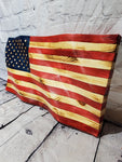 Custom Vinyl Decal Wooden Wavy American Flag - Bookshelf size