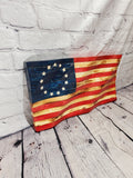 Wooden Wavy American Flag - Bookshelf size