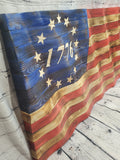 Wooden Wavy American Flag - Standard Size