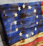 Wooden Wavy American Flag - Standard Size